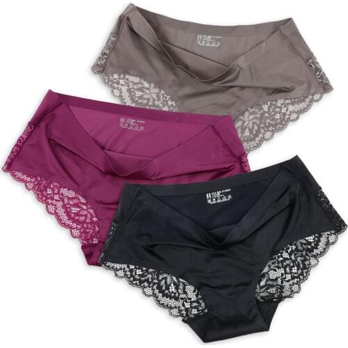 Solid Panties Women Lace Panties Sexy Seamless Briefs low-Rise Women Plus Sizes lingerie Culotte Female Underwear Intimates New