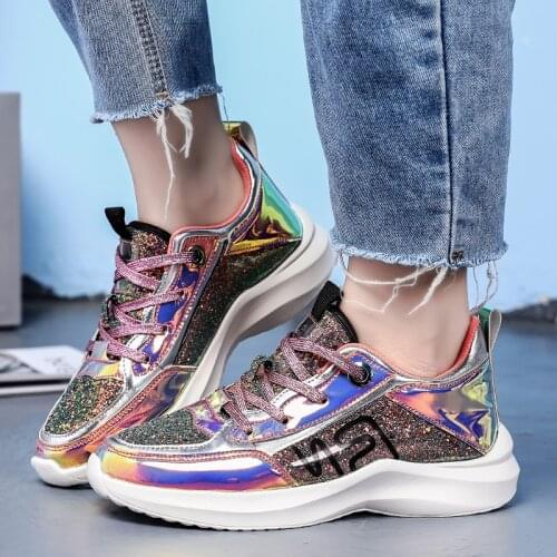 HY Round Toe Shoes Woman Comfortable Platform Jogging Sneakers Breathable Soft Loafers Female