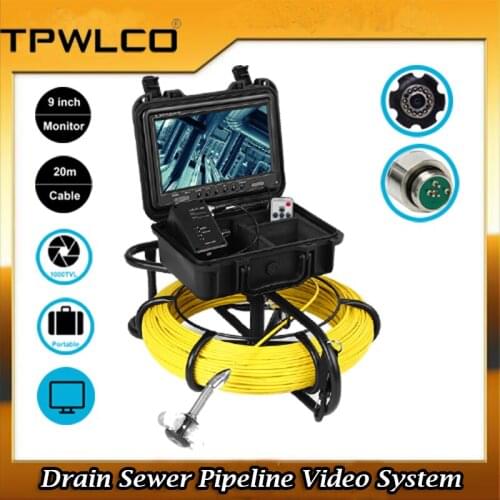 20m Waterproof 23mm Endoscope Pipe Inspection Camera 9” TFT LCD Dispaly Drain Sewer Pipeline Video System