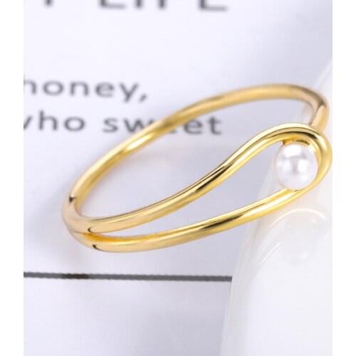 Pearl Rings For Women Simple Romantic Wedding Ring Fashion Female Stainless Steel Jewelry Elegant Finger Accessories Gift BFF