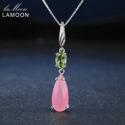 Lamoon Western Natural Gemstone Rose Quartz 925 Sterling Silver Chain Pendant Necklace Women Jewelry LMNI046