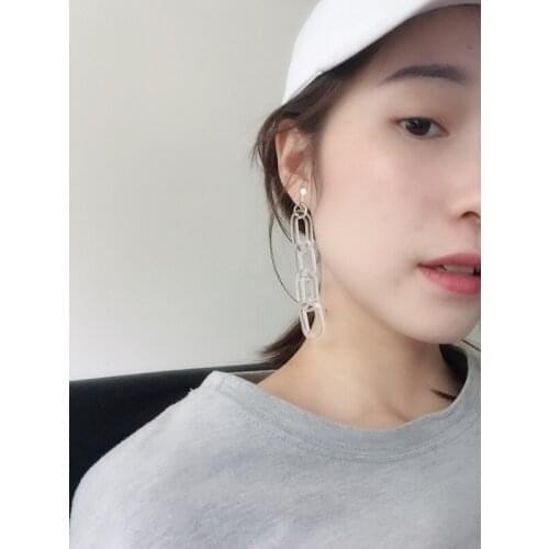 2018 New Design Clear Color Acrylic Dangle Earring individuality Thick Link Geometric Pendientes For Women Ear Accessories