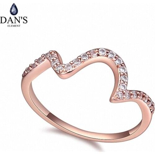 DANS Real Austrian Crystals Brand AAA Zirconia Micro Inlays Fashion Ring for women New Geometric 112631rose