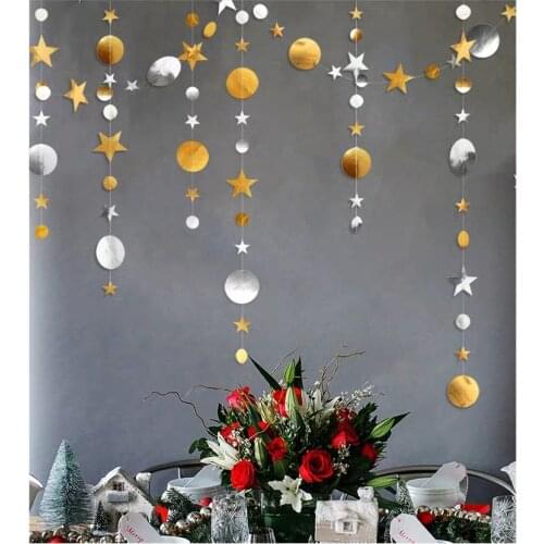 Gold Twinkle Little Star Party Garlands Kit Metallic Glitter Matt Gross Big Paper Circle Garland Bunting Banner for Birthday Bab