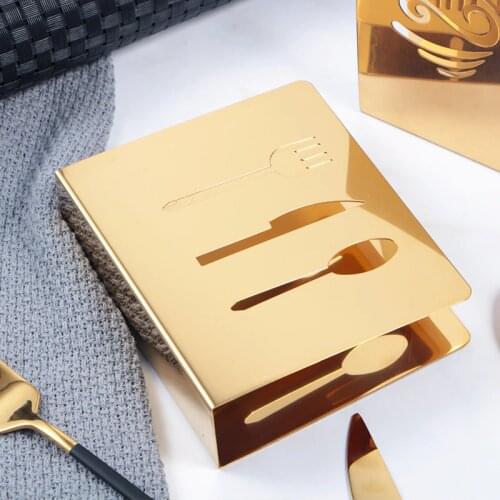 Golden Towel Holder Square Napkin Holder Creative Towel Holder Napkin Holder Stainless Steel Western Napkin Holder