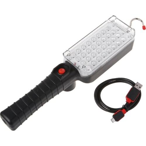 1 Set Portable USB Rechargeable Work Light COB Repairing Lamp With Magnet & Hook 34 LED Flashlight ON/OFF