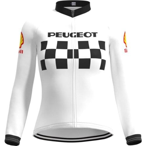 1986 Racing Go Pro Team Woman Retro White Cycling Jersey Long Sleeves Clothing Mtb Bike Triathlon Jersey maillot ciclismo mujer