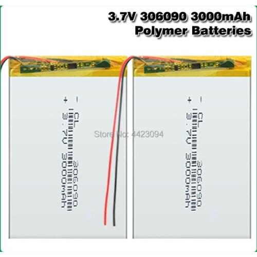 306090 3000mah 3.7 V Supply lithium battery lithium polymer Rechargeable battery For Bluetooth Headset MP3 MP4 MP5 GPS PSP MID