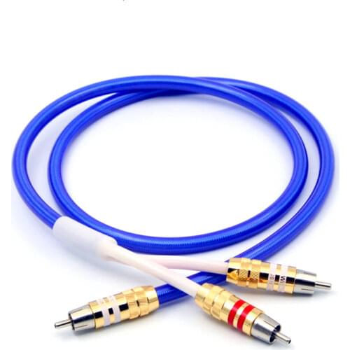 4 Core 1RCA To 2RCA Oxygen-Free Copper Silver-Plated Dual RCA Male To Male Subwoofer Audio Cable