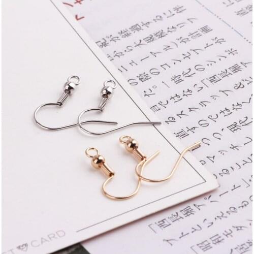 50pcs Diy Basic Earring Accessories Copper Plated 18k Genuine Gold with Pearl Spring Earring Material Wholesale Metal 0cm B2077