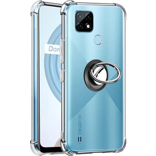 Case On realme c21 c20 Ring Case,Smartphone Cases For RealmeC21 Realmi 7 5G Silicone Transparent Shockproof Cover Realme 7 8 Pro C 21 Case