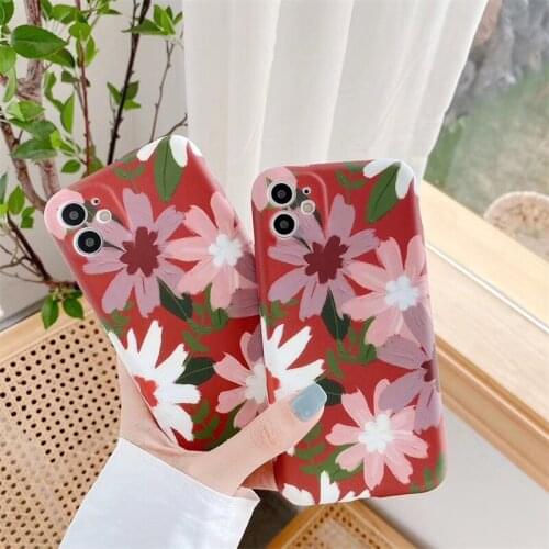 Ins oil painting Retro flowers Phone Case For iPhone 11 Pro Max X XR XS Max 7 8 Plus SE Fashion Flower soft silicone Cover coque