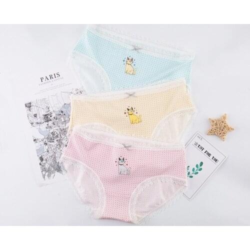 Floral Lace Briefs For Woman Sexy Low-Rise Pantys Intimates Cotton Underwear Panties Comfort Underpants