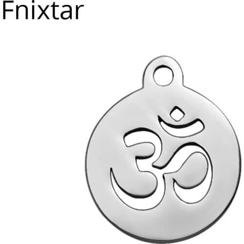 Fnixtar 12*14mm 316L Stainless Steel OM Charms Metal Jewelry Components and Findings 20pcs/lot DIY Bracelet Jewelry Accessories