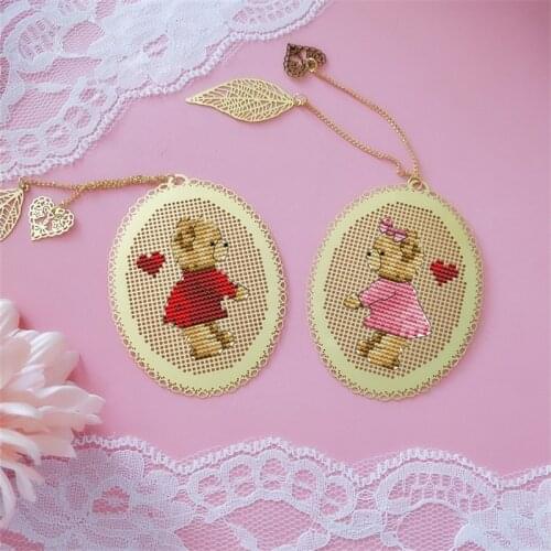 FRANCE dmc threads Hearts DIY Craft Stich Cross Stitch Bookmark Metal Silver Golden Needlework Embroidery Crafts