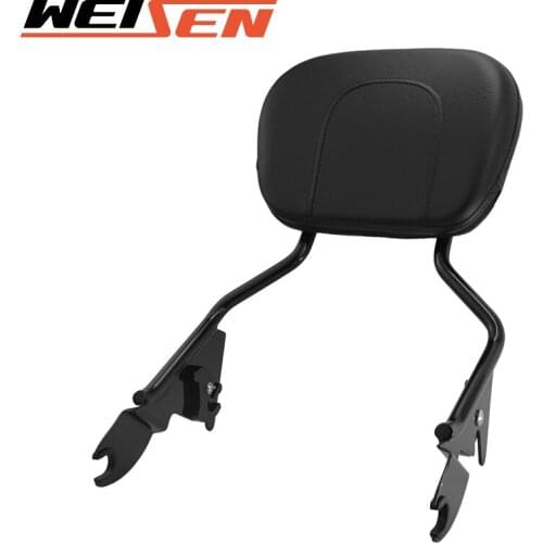 Glossy Black Backrest Passenger Sissy Bar Triple Polished With Pad Quick-Detach Fit Road King For Harley Touring 2009-2021