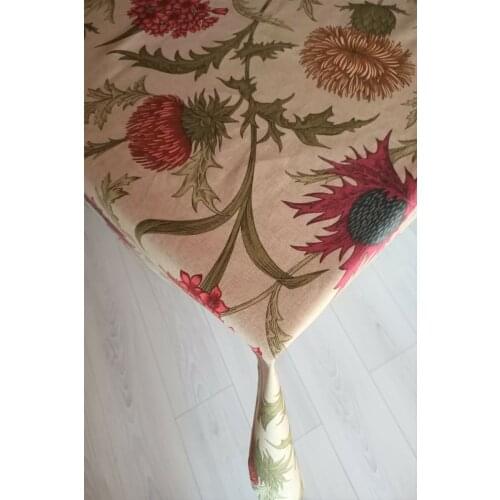 Cotton Premium Quality Linen Textured Wildflower Pattern Colorful Tablecloth Wedding,Party,Sofa Cover Turkish Cotton For Rectang