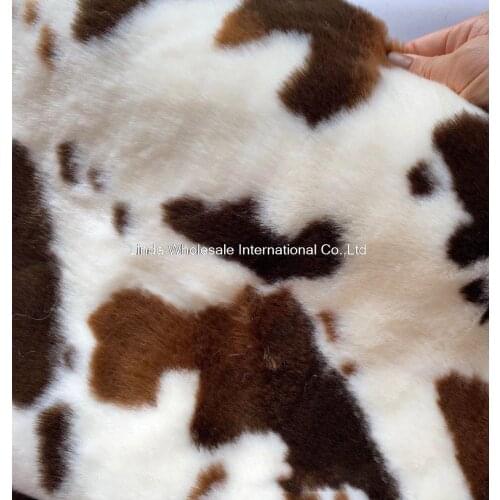 Imitation rabbit fur jacquard leopard cow pattern,pile 2cm plush fabric,faux fur fabric