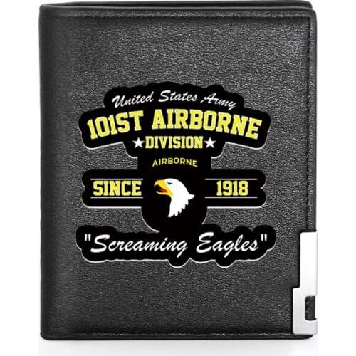Cool 101ST Airborne Division Printing Mens Wallet Leather Purse For Men Credit Card Holder Short Male Slim Coin Money Bags