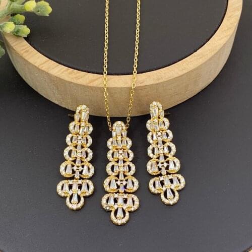 Lanyika Fashion Jewelry Set Elegant Butterfly Zirconia Micro Pave Necklace with Earrings for Women Wedding Banquet Best Gift