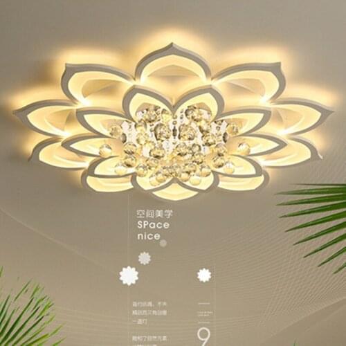 Lustre led ceiling chandelier crystal luxury lotus for living/dining room kitchen bedroom lamp art deco lighting fixtures