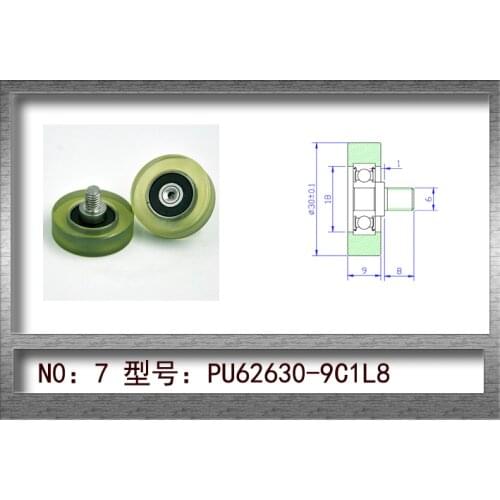 M6X8 Screw Polyurethane Enclosure 626 Bearing Roller Diameter 30mm Thickness 9mm 10pcs/lot