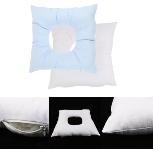 2pcs Reusable Washable Foam Massage Bed Face Cradle Cushion Pillows Blue White