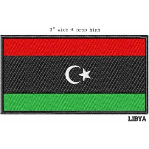 3" wide Libya embroidery flag patch for appliques/big black stripes/The star and moon