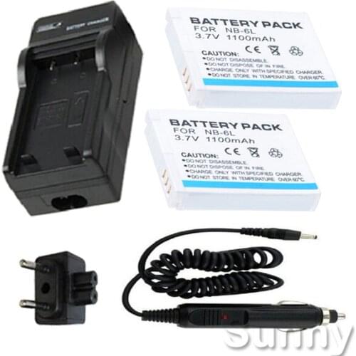 NB-6L NB 6L NB6L attery 2-Pack+Charger for Canon Power Shot ELPH 500 HS, D10, D20, S90, S95, SX170 IS, SX170IS Digital Camera