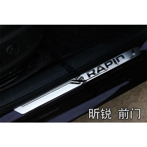 Stainless Steel Original factory Car door cover outside door sill plate For Skoda Rapid 2013- 2019 4PCS