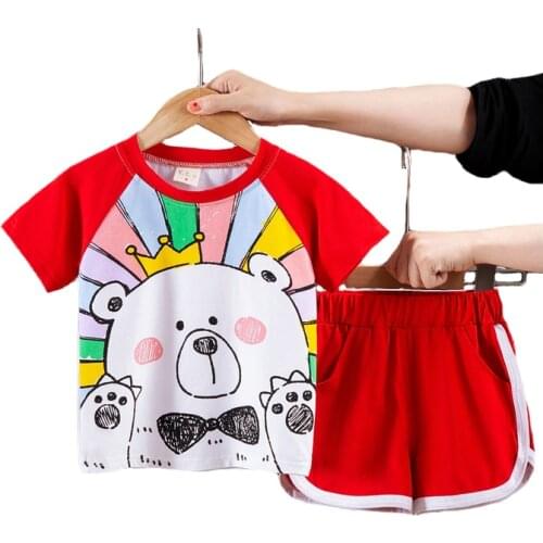 1-5 Years Cartoon Bear Clothing Set For Girls Toddler Baby Kids Suits T-Shirt And Pants 2 Pcs Clothes Children Birthday Present