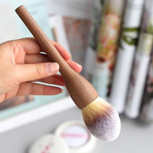 OVW HHT01Big Soft Powder Brush for Makeup Overall Finish Setting Brushes Make Up Wood Handle Walnut Color Tool Cosmetic