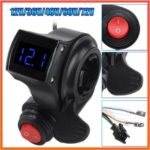 Finger Thumb Throttle Electric Scooter Key Knock with Power Switch LED Voltage Display For Electric Bike Parts 36V/48/60/72V