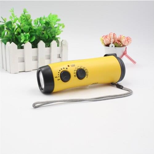 Portable 5LED Flashlight Outdoor Power Hand Crank Dynamo MuiltiFunction Lanyard Radio Emergency For Hiking Camping Flashlight