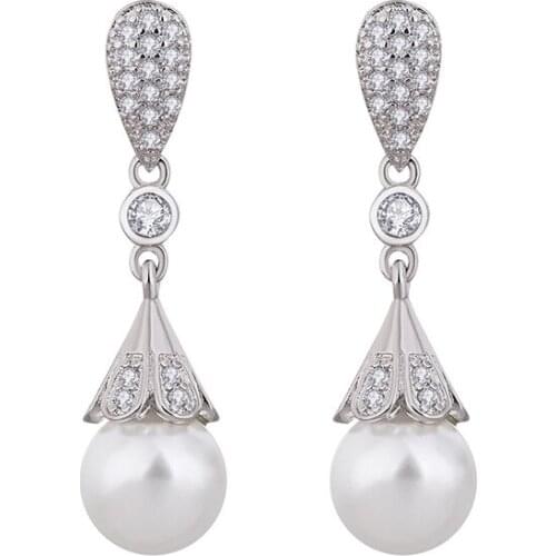 Simple Fashion Cute Pearl Jewelry Wedding Drop Earrings for Women 925 Silver Trendy Engagement Luxury Gifts