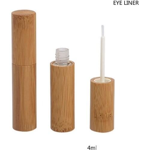 4ML 20/50/100pcs Empty Natural Bamboo Wooden Eyeliner Tube,Beauty Eyelashes Growth Liquid Refillable Container,DIY Eyeliner Tube