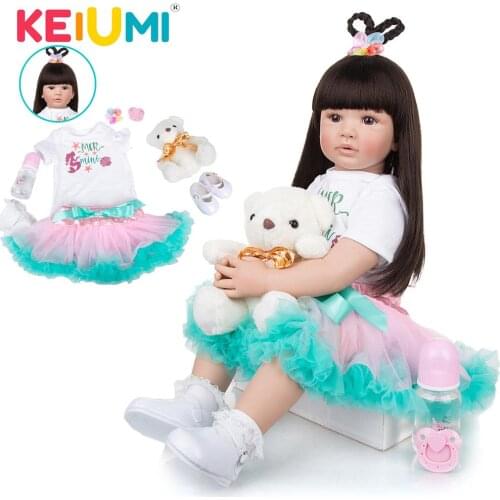 KEIUMI 24 Inch Realistic Princess Cloth Body Reborn Menina Boneca Baby Dolls Reborn Ethnic Toddler For kids Childrens Gifts