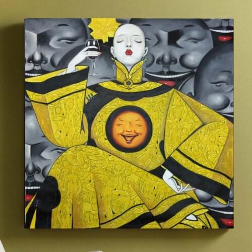 Hand painted Chinese Contemporary Art Oil Painting on Canvas Wall Art Pictures for Living Room Home Decor Modern Woman Paintings