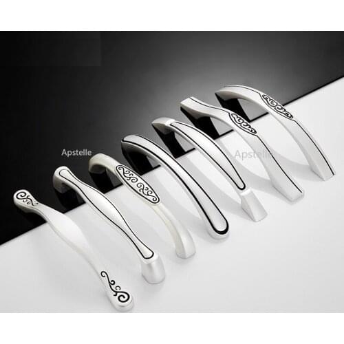 Silver Furniture Wardrobe Knobs Cupboard Cabinet Pulls Nordic Style Zinc Alloy Threaded Kitchen Drawer Hardware