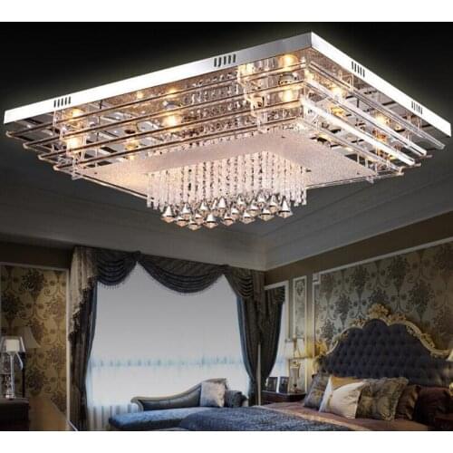 Modern minimalist living room crystal lamp rectangular ceiling lamp K9 atmosphere LED bedroom dining room lighting led lighting