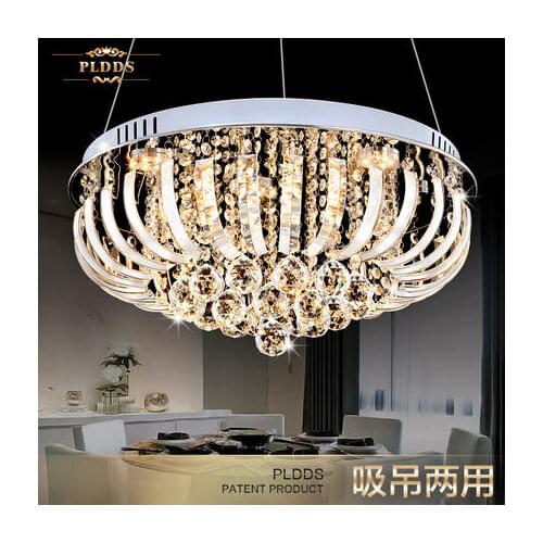 LED crystal chandelier restaurant rounded ceiling decorated light modern European dining room bedroom lamp