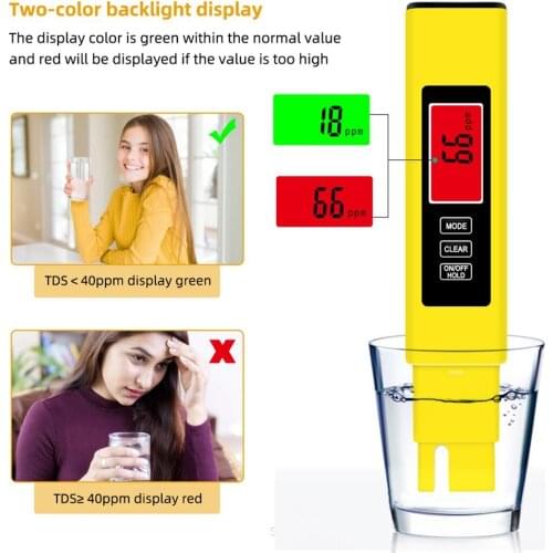 3 In 1 TDS Tester Water Quality Meter LCD Meter Pen for Water Tester Aquarium Pool Automatic Calibration