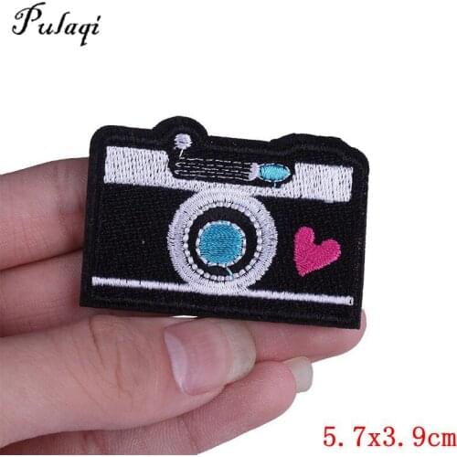 Pulaqi Camera Badges Patch Embroidered Applique Sewing Iron On Armband Clothes Sticker Garment Accessories F