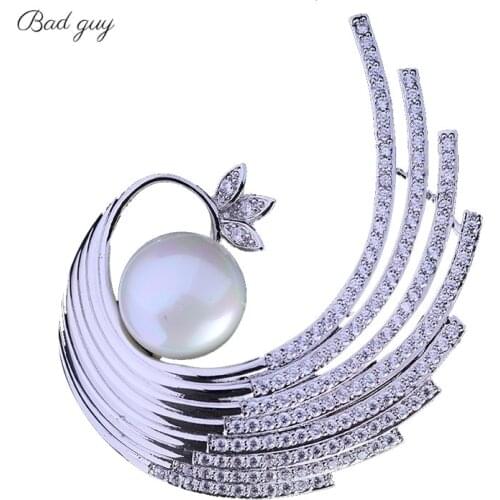 Bad Guy Zircon Brooches for Womens Brooch Pin Clothing Decoration Pins Metal Feather Broche Kpop Pins Accessories for Clothes