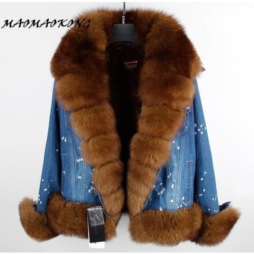 Real fur women Short parka coat winter jacket real natural fox fur coat thick warm fur parkas