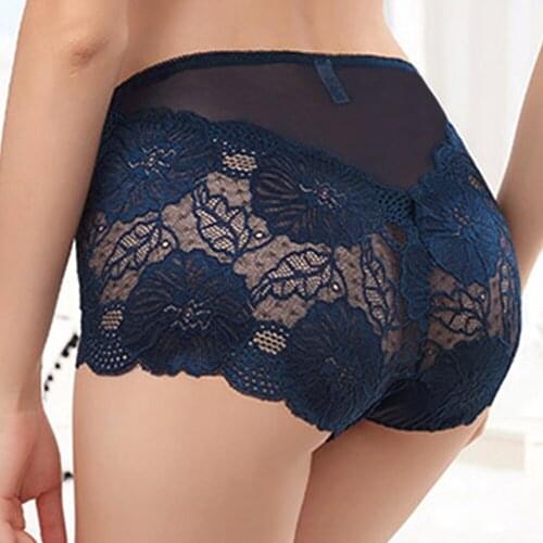 Women High Waist Lace Panties Light Soft Floral Embroidery Briefs Full Coverage Elastic Stretch Seamless Classic Sexy Underwear