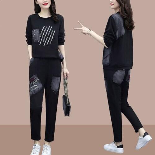 Ladies Single/Set Large Size Loose Sportswear Women 2021 Spring Autumn Wear New Long-Sleeved Two-Piece Fashion Suit Female L774