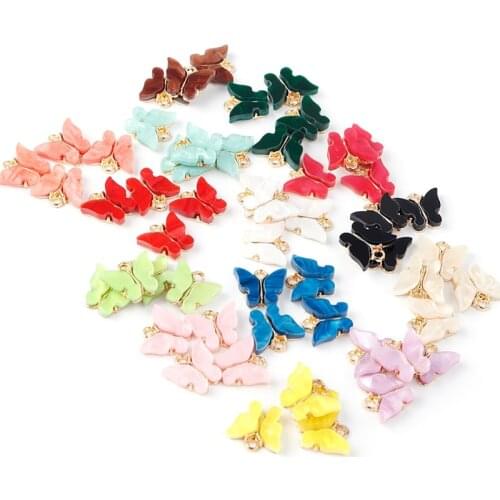 10pcs Acrylic Animal Butterfly Charms For Jewelry Making Pendant Metal Colorful Charms Necklace Bracelet DIY Jewelry Accessories