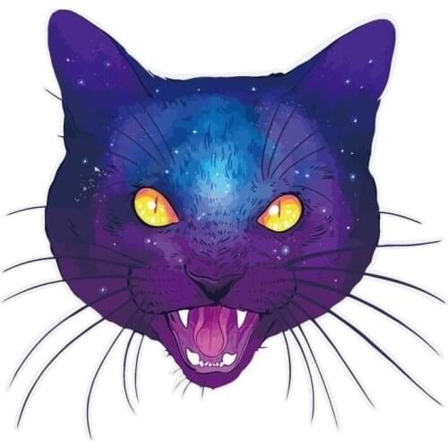 14.4CM*14.1CM Car Sticker Stylish Star Cat Head PVC Decoration Decal