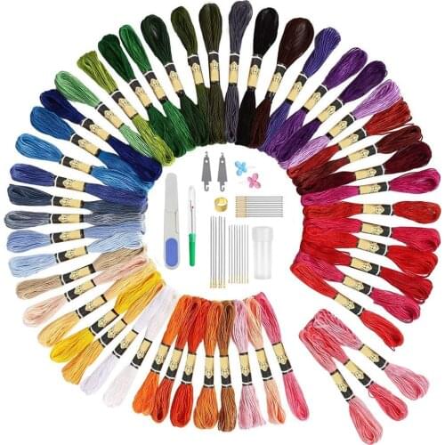 50 Skein Cross Stitch Thread Polyester Cotton Embroidery Thread Floss with 37pcs Sewing Tools DIY Craft Cross Stitch Kits